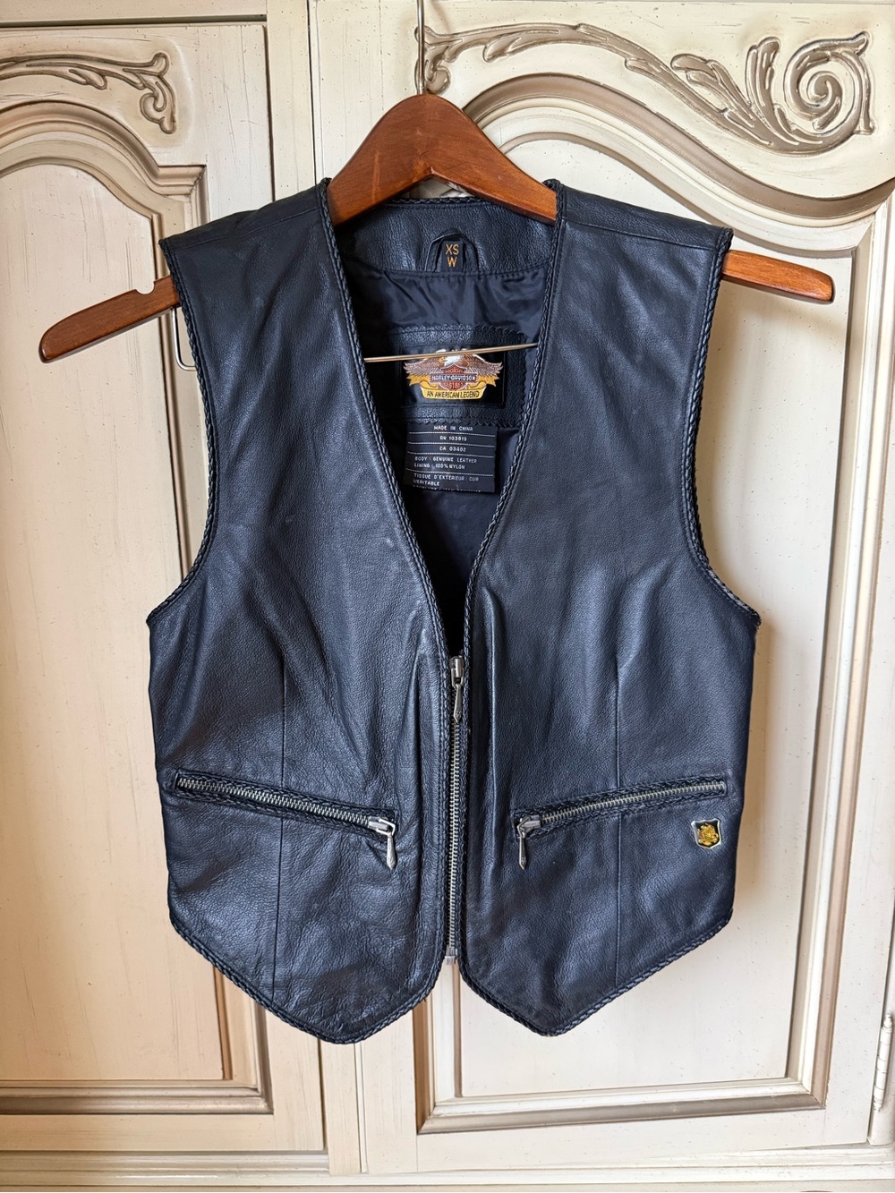 🏍️ Harley-Davidson Genuine Leather Motorcycle Vest XS Women’s Black Zip Front
